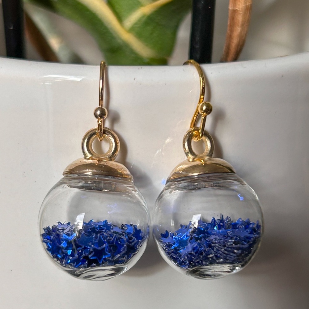 Blue Wishing Ball Earrings